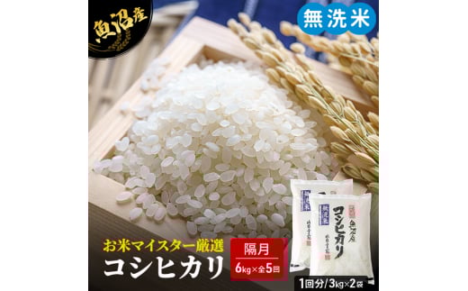 [№5762-0783]お米マイスター厳選 魚沼コシヒカリ（無洗米）6kg（3kg×2）隔月（全5回）お届け