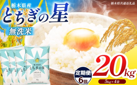 【栃木県共通返礼品】【先行予約】【令和8年度産】【定期6回】訳あり 栃木県産 とちぎの星  無洗米 5kg×4 20kg | 定期便 選べる ふるさと 納税 コシヒカリ とちぎの星 お米 精米 無洗米 ごはん ご飯 主食 日本米 kome 栃木県 共通返礼品 那珂川町 送料無料