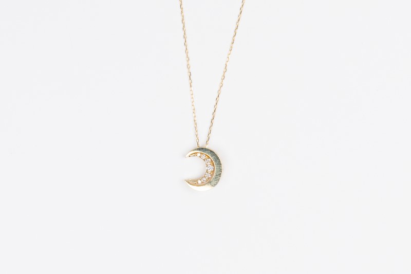 0.3ct K18YGムーンネックレス HY-23