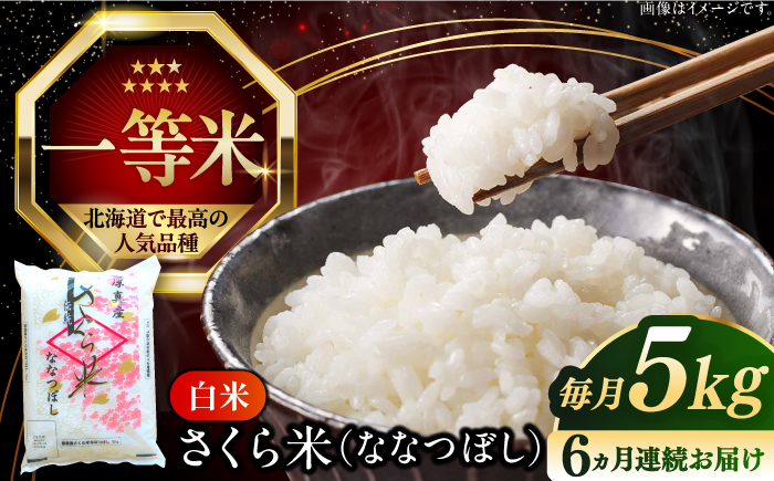 【全6回定期便】【令和6年産】【特A】一等米 さくら米（ななつぼし）5kg《厚真町》【とまこまい広域農業協同組合】  米 お米 白米 ななつぼし 特A 一等米 北海道[AXAB029]