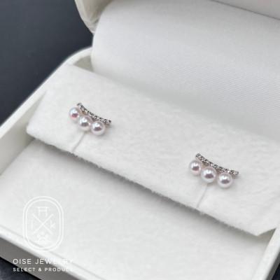 ふるさと納税 伊勢市 PT900ダイヤモンド0.08ct アコヤ真珠ピアス3.5mmUP　1891