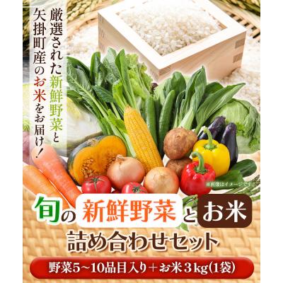 ふるさと納税 矢掛町 旬の新鮮野菜とお米詰め合わせセット 野菜5〜10品目入 青空市きらり《30日以内に出荷予定》