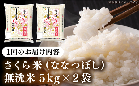 【全2回定期便】【無洗米】【令和7年産】さくら米（ななつぼし）10kg 2カ月 連続 毎月 お米 無洗米 白米 ご飯 ななつぼしブランド米 北海道 [AXAB075]