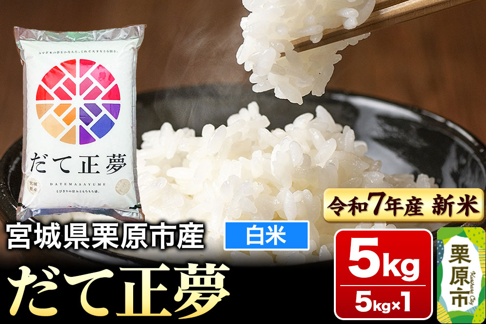 【新米受付】【令和7年産・白米】宮城県栗原市産 だて正夢 5kg (5kg×1袋)
