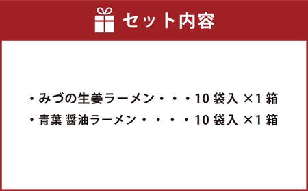 藤原製麺 旭川製造 みづの生姜ラーメン 1箱(10袋入)/青葉醤油ラーメン 1箱(10袋入)インスタント袋麺 インスタント袋麺_03489
