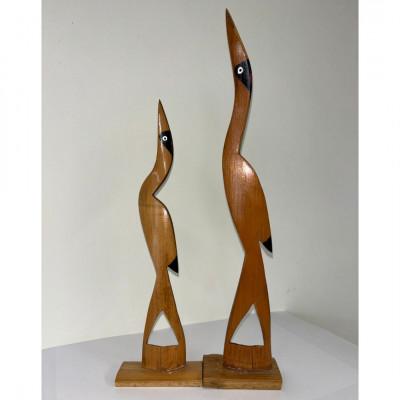 ふるさと納税 津山市 親子鶴(竹細工)