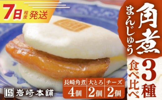 【化粧箱】角煮まんじゅう3種 計8個  [EAB041] 角煮まんじゅう 角煮まん かくにまんじゅう 角煮 かくに 岩崎 岩崎本舗 食べ比べ