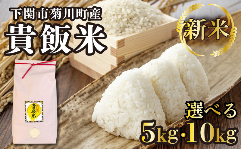 
【新米】米 5kg 10kg 選べる 下関市 菊川町 貴飯米 ( お米 ご飯 ライス 精米 食品 ギフト プレゼント 贈り物 お弁当 弁当 おにぎり ブランド米 おむすび 晩ごはん ごはん 焼きおにぎり 惣菜 肉 魚 加工 卵 野菜 料理 和食 ) 下関 山口
