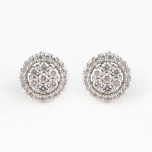 K18ホワイトゴールド＆ダイヤモンド サークルモチーフピアス【TE-111】