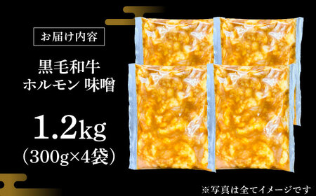 黒毛和牛ホルモン 味噌 1.2kg （300g×4袋）[AZCW055] 和牛ホルモン