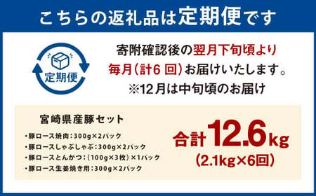 【6ヶ月定期便】＜宮崎県産豚セット（計2.1kg×6回）＞ お申込みの翌月下旬頃に第一回目発送（12月は中旬頃）【c1386_mc_x3】 豚肉 お肉 肉 新生活応援 卒業祝い 就職祝い 入学 卒業 