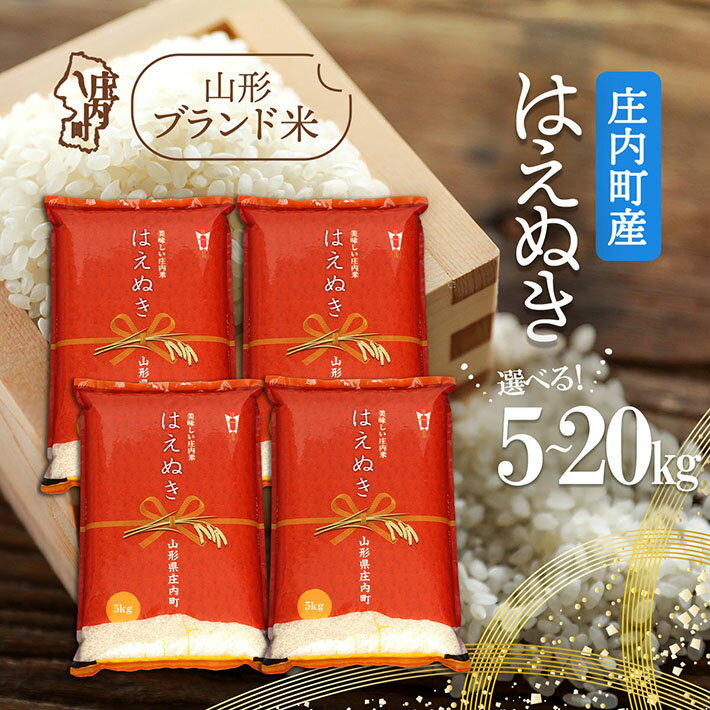 【ふるさと納税】庄内町産 はえぬき 選べる内容量！ 5kg / 6kg / 10kg / 15kg / 20kg 令和7年産 2025年産 ブランド米 コシヒカリの原点、亀の尾発祥の地 庄内 ふるさと納税 米 山形