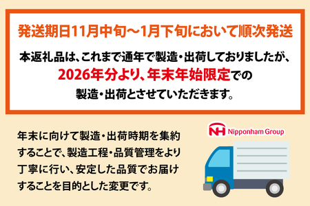 【11～1月発送】ハム 日本ハム 2種セット 計1.22kg 【ハム】