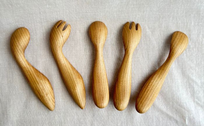 北海道産 天然木の手づくり ベビースプーン 5本セット【受注生産】《厚真町》【木工房TANAKA】 ベビー ベビー用品 赤ちゃん スプーン 木製 天然木 カトラリー 日用品 雑貨 食器 北海道 [AX