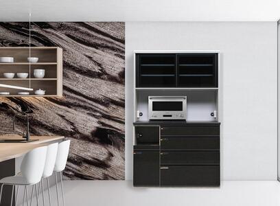 （ブラック木目）【開梱設置】 オッド キッチンボード 幅130cm 耐震 引き戸 食器棚 オープンボード 完成品 カップボード ダイニングボード 130幅 大川家具