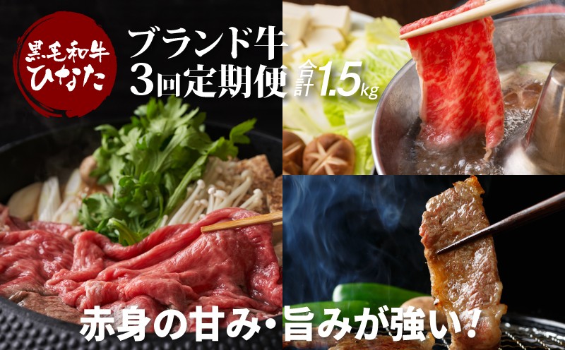 
                  3回定期便 宮崎県産 ブランド牛「黒毛和牛ひなた」 K34_T001_1
                