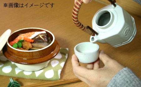 【美濃焼】高田焼 駅弁 容器 セット (白色) 茶染つる【まる忠】 土瓶 セット 美濃焼 高田焼 焼き物 お弁当 駅弁 炊き込みご飯 鉄道 釜飯 [TCN013]
