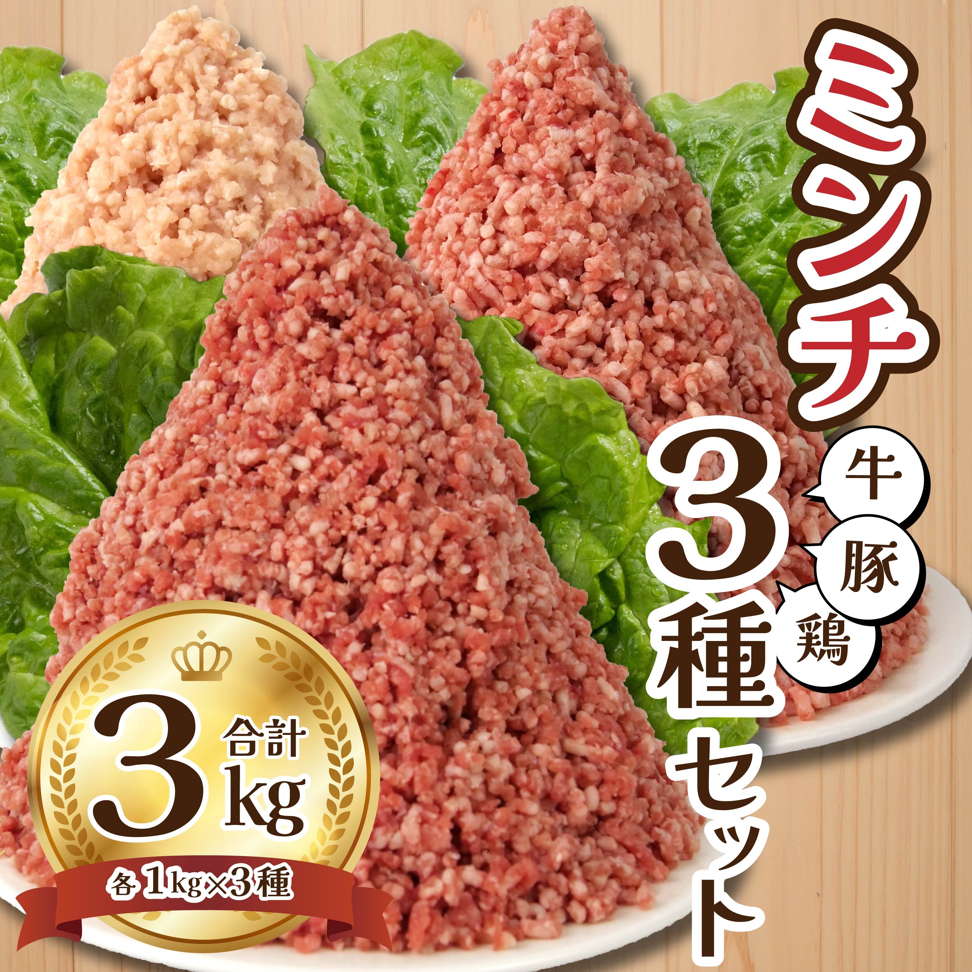 【ふるさと納税】 牛ひき肉 鶏ひき肉 豚ひき肉 牛ミンチ 鶏ミンチ 豚ミンチ 牛肉 豚肉 鶏肉 お肉 3種 3kg ハンバーグ つくね 大容量 業務用 コスパ ランキング