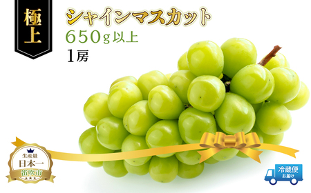 ＜25年発送先行予約＞笛吹市産シャインマスカット（極上）1房　650g以上 210-006