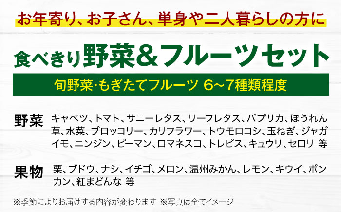 【シェフの目線】　野菜×フルーツセット 6から7種　単身・二人暮らし用セット　愛媛県大洲市/有限会社ヒロファミリーフーズ 野菜 果物 やさい 少量セット 食べきり [AGBX047]