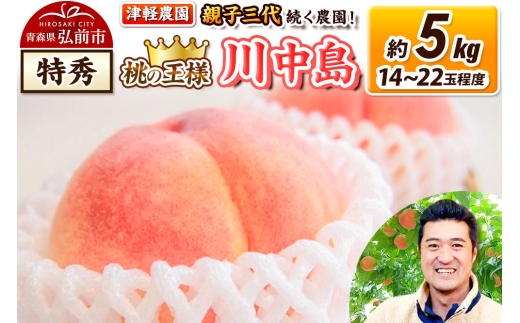 【26年8月発送】桃 約5kg(14～22玉程度) 青森【2026年産 桃の王様 川中島】もも 特秀 果物 フルーツ くだもの 津軽農園 採れたて 農家直送 [おいしい ピーチ フルーツ もも 果実 