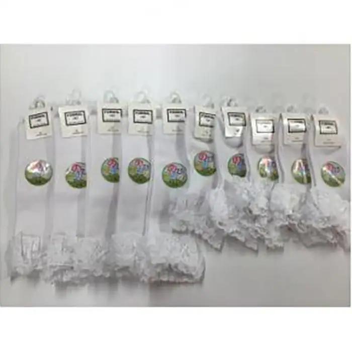 ガールのびのびレース付 白ソックス10足セット(クルータイプ5足+ハイソックス5足)　ソックス