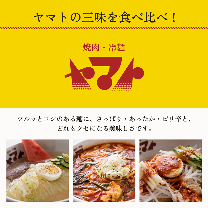 ヤマト 生麺 3種 セット 詰め合わせ 焼肉冷麺ヤマト 冷麺 温麺 ビビン麺 各2食 化粧箱入り 盛岡冷麺 スープ カクテキ 盛岡三大麺 焼肉屋 生麺 麺 麺類 辛麺 ピリ辛 牛骨スープ タレ 牛骨