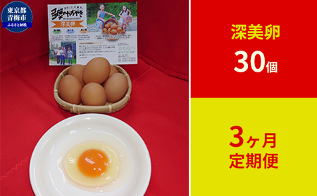 【定期便】かわなべ鶏卵農場のこだわりのたまご深美たまご30個3ヶ月連続お届け/こだわり 国産 青梅市産 鶏 鳥 卵 たまご タマゴ 玉子 朝食 卵かけご飯 ＴＫＧ ゆでたまご 赤玉 卵黄 卵白 健康 濃厚 定期便 青梅市