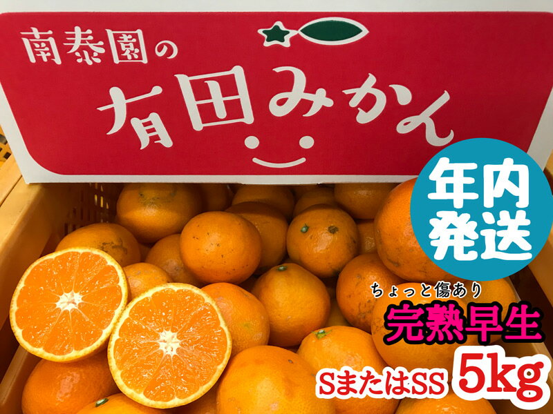 【ふるさと納税】≪年内発送≫ ちょっと傷あり 【完熟早生・有田みかん】 SまたはSSサイズ／約5kg 【≪年内発送≫ちょっと傷あり 【完熟早生・有田みかん】 SまたはSSサイズ／約5kg】