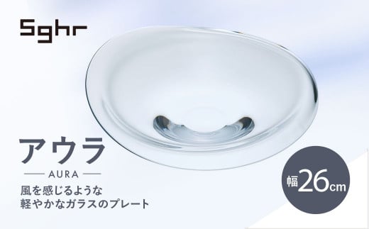 ＜Sghr スガハラ＞アウラ　26cmプレート(クリアー)【 ふるさと納税 ガラス 食器 皿 雑貨 陶器 手作り ギフト 贈答用 プレゼント 人気 おすすめ ランキング 千葉県 大網白里市 送料無料 】 O017