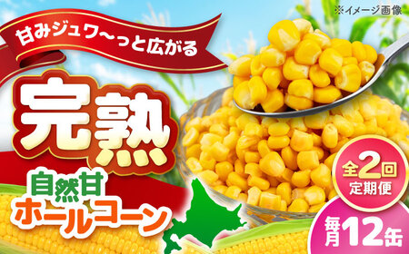 【全2回定期便】【北海道産】 自然甘ホールコーン 12缶(C7号缶)  コーン コーン コーン コーン コーン [AJAG027]