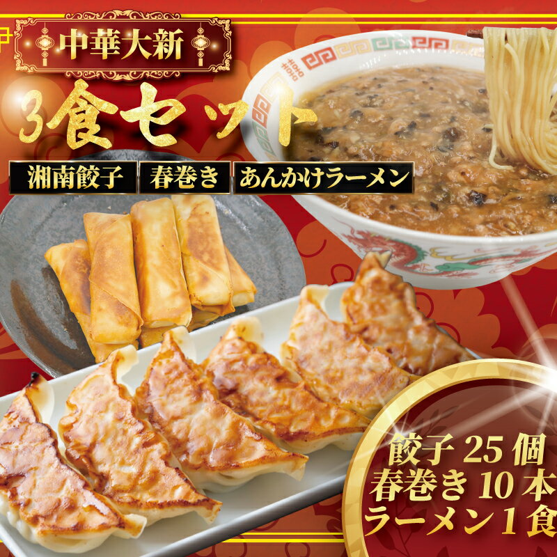 【ふるさと納税】 ぎょうざ 餃子 25個 春巻き 10本 ラーメン 1食 中華 セット詰合せ 春巻 らーめん 肉汁 大きい 旨い 小分け パック 豚肉 ぶた 野菜 焼き餃子 gyouza ギョーザ 冷凍餃子 生餃子 冷凍 ご飯 おかず 夕食 簡単調理 時短 手作り餃子 冷凍食品 神奈川 湘南 藤沢