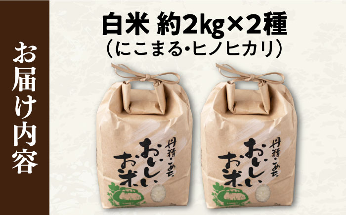 長崎県産 お米 食べ比べ 2種 計4kg（ヒノヒカリ2kg・にこまる2kg）大村市 かとりストアー [ACAN061]