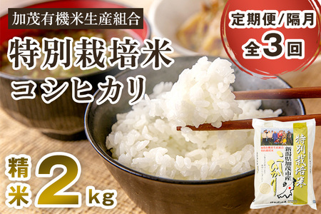 【令和7年産】【定期便3回隔月お届け】新潟県加茂市産 特別栽培米コシヒカリ 精米2kg 白米 従来品種コシヒカリ