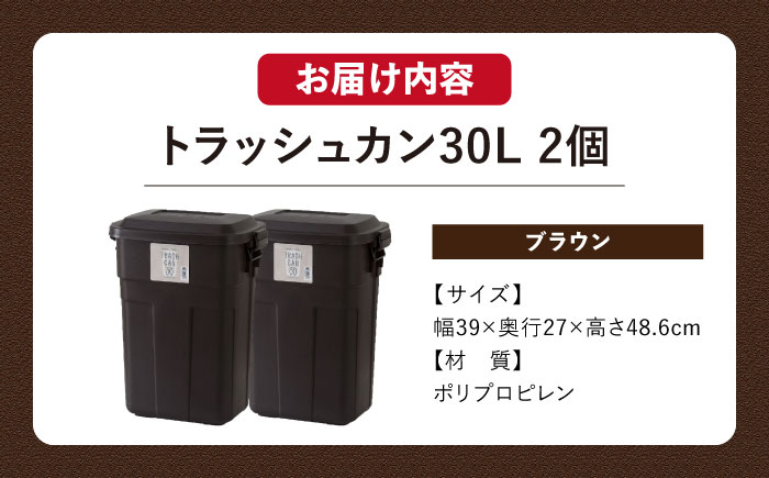 トラッシュカン ゴミ箱 ふた付き 30L ブラウン 2個組 / ダストボックス ゴミ箱 ごみ箱 / 恵那市 / 東谷株式会社 明智流通センター [AUAD068]