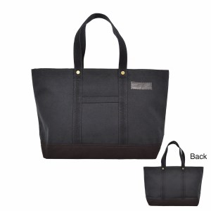 T03046_1　【ファスナー付き】肩かけOK　ポケット・キーフック付きの大きめトート（ブラック） /国産4号帆布　[George 2] （ブラック）