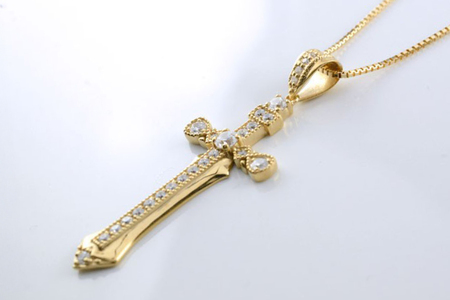 メンズ クロスネックレス ダイヤモンド ダイヤ k18 18k 18金 イエローゴールドk18 ペンダント クロスペンダント 十字架 no.134000y [シエロ 山梨県 中央市 21471004]