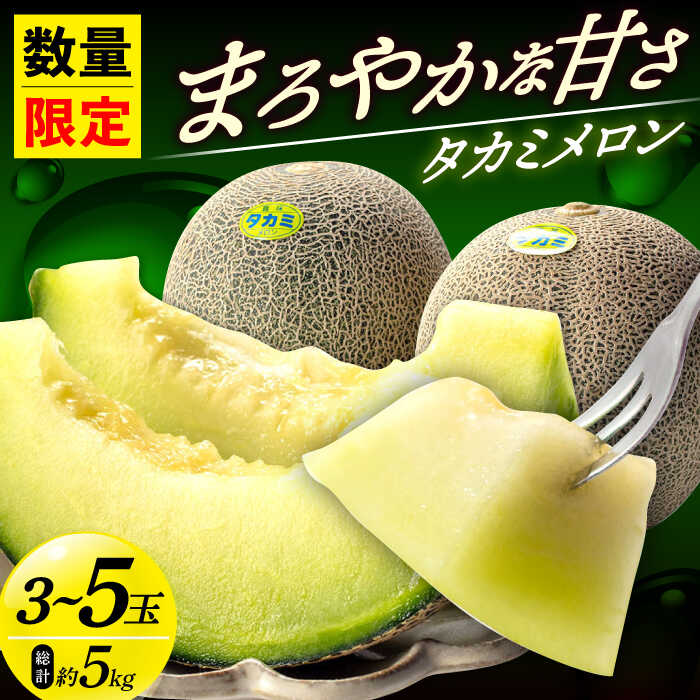 【ふるさと納税】【先行予約】【2025年6月中旬-7月初旬順次発送】 タカミメロン 約5kg（3〜5玉）《小値賀町》【ながさき西海農協小値賀地区園芸部会】[DAT001] メロン めろん フルーツ ふるーつ 果物 新鮮 厳選 国産 おすすめ
