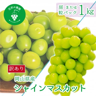 
            岡山　花笑み農園『訳ありシャインマスカット』1kg　WS-1【1650780】
          
