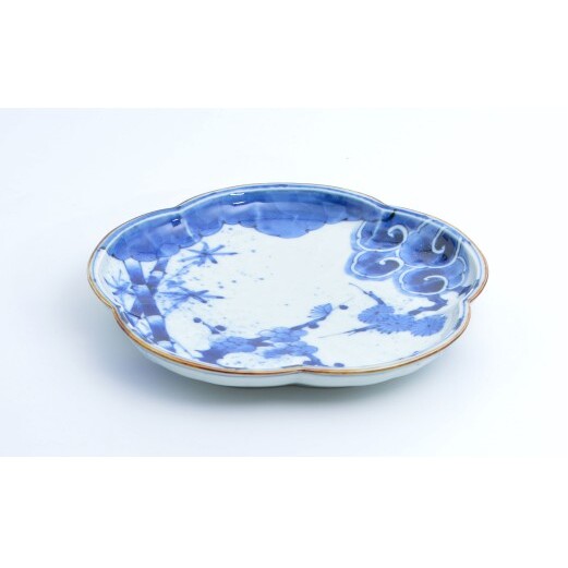 有田焼 松竹梅 花形8寸皿【まるぶん】食器 器 うつわ 皿 盛皿 メイン皿 パスタ皿 デザート皿 プレート ワンプレート 染付 花形 40000円 A40-429_イメージ2