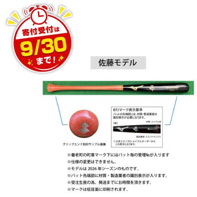 ふるさと納税 養老町 ミズノプロ【佐藤輝明モデル】硬式メイプル木製バット