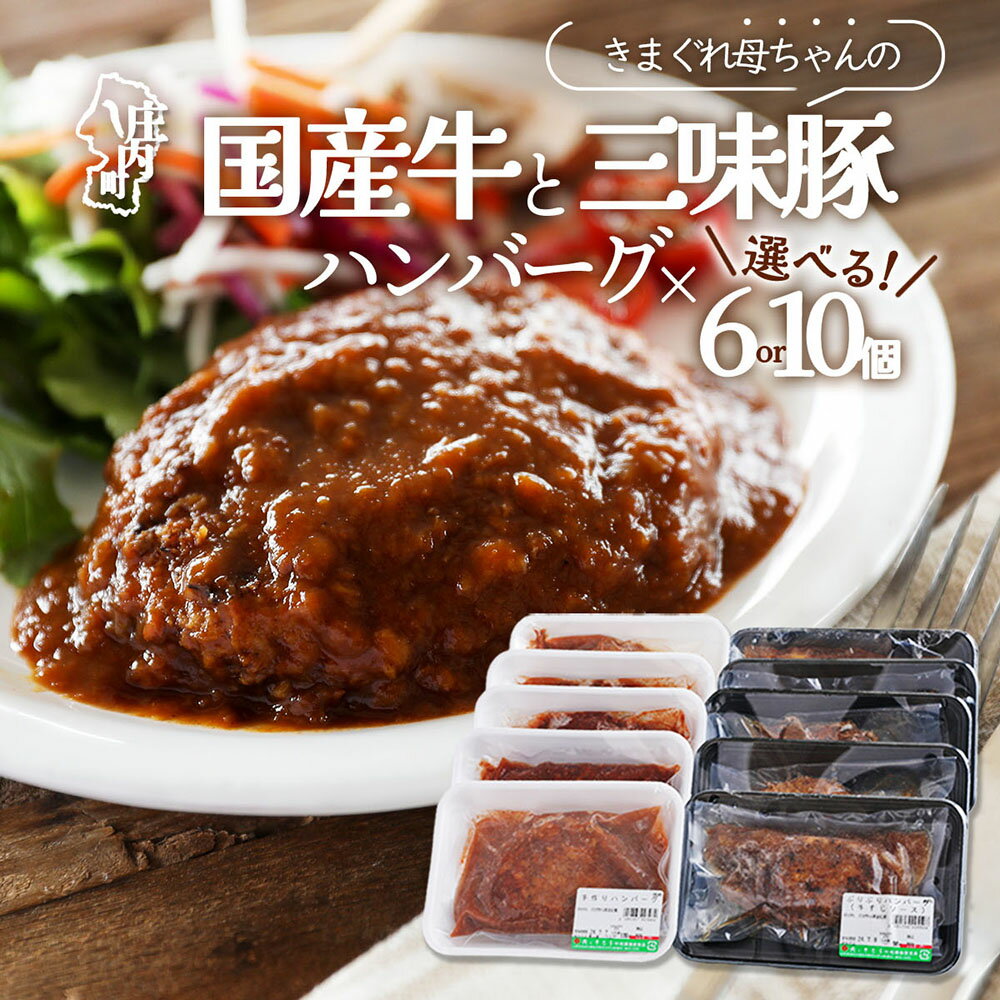 【ふるさと納税】 きまぐれ母ちゃんの国産牛と三味豚 ハンバーグ 6個 or 10個 2種類 手作り ブランド豚 国産 お惣菜 おかず お弁当 お手軽 簡単調理 温めるだけ 湯煎 冷凍 ふるさと納税 山形