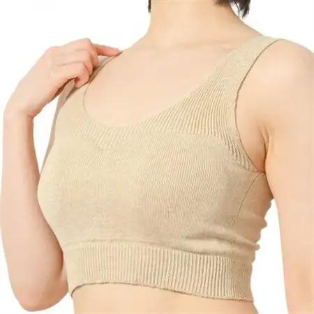 日本製 オーガニックコットン ゆったりブラ (パット付) 無縫製 ナチュラル(6681-S7365)【1324245】