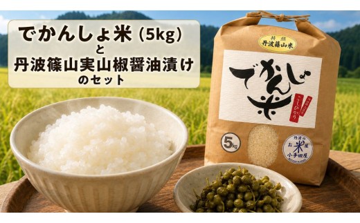 新米時期にお届け【令和8年産】 抜群の味と香り　丹波篠山産コシヒカリ5kg×１山椒醤油漬セット