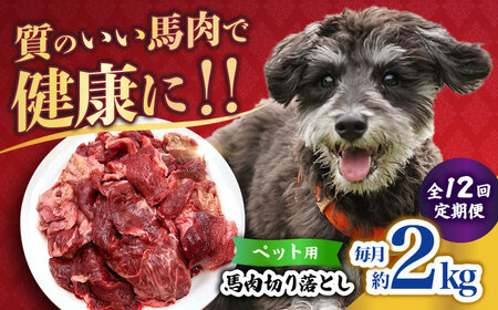 【全12回定期便】ペット用 馬肉 切り落とし (2kg)  【合同会社　長岡フーズ】[ZFR060]