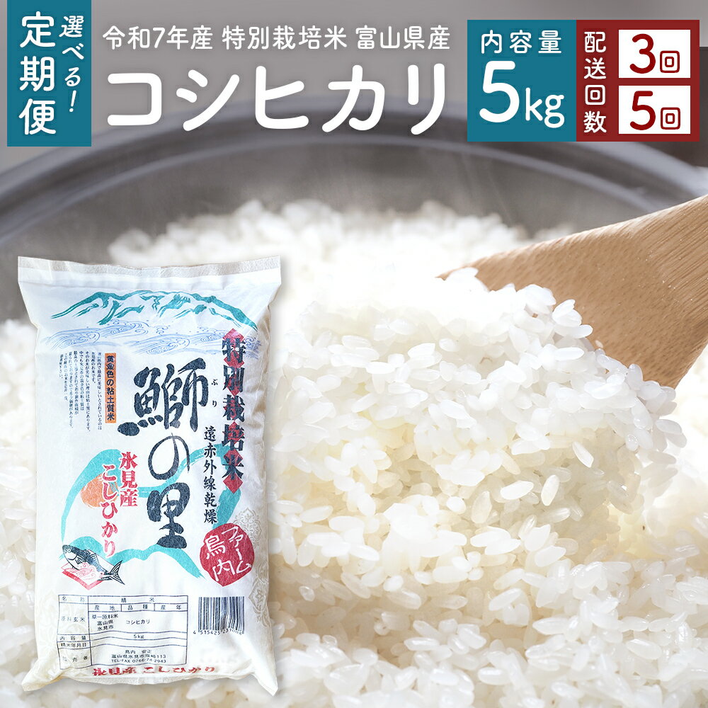 【ふるさと納税】【3回または5回定期便】〈令和7年産 特別栽培米〉 富山県産 コシヒカリ 鰤の里 白米 5kg 富山県 氷見市