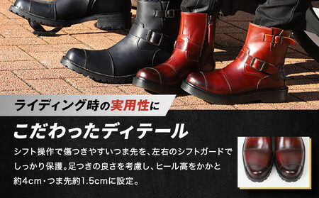 【デグナー】シフトガード付レザーZIPエンジニアブーツ[HS-B9] ブラウン 27.5cm｜バイク バイクギア バイク用品 バイクグッズ 人気ブランド［ 京都 バイクギア ブランド レザー ライディ