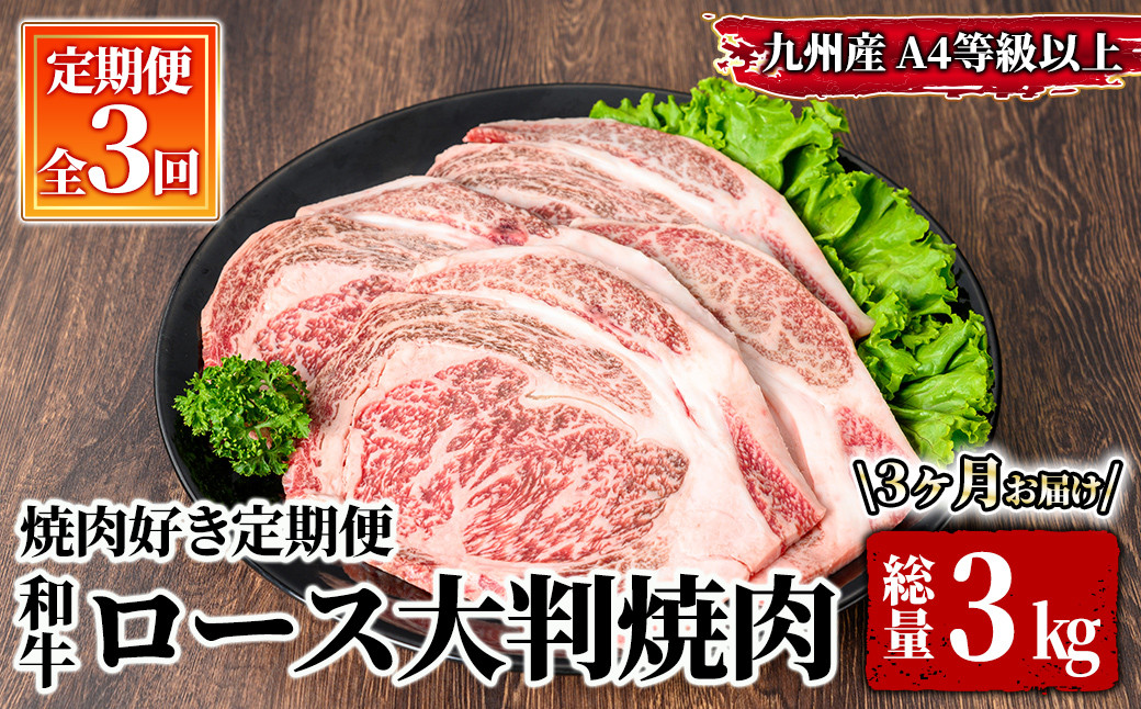 
2616 焼肉好き定期便（３回お届け） 【和牛 国産 冷凍 牛肉 ロース 定期便】
