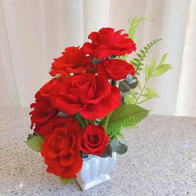 ふるさと納税 名古屋市 プリザーブドフラワー・bell薔薇(クリアケース入り)　レッド系