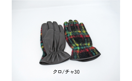 紳士牛革生地コンビ手袋（001217121） チャ/チャ30